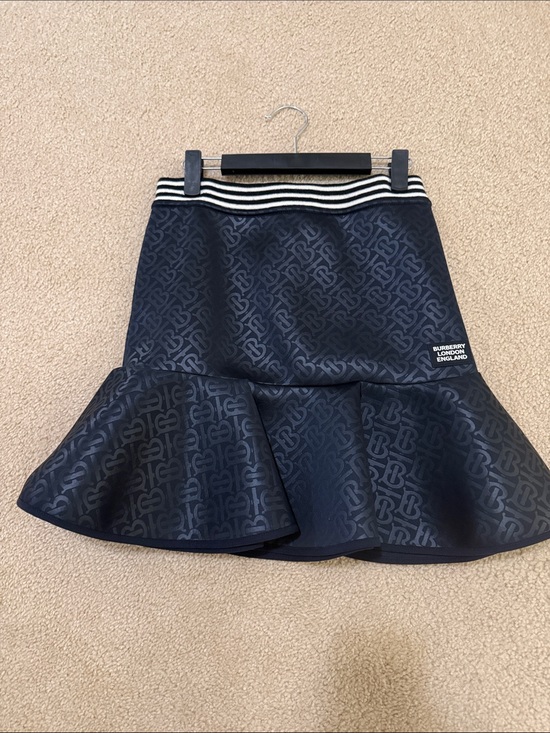 Burberry Other - New! Burberry Balck Monogram Ruffled Hem Skirt with Striped Waistband - 14y